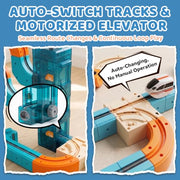 Train Sets, DIY Modular Cube Track Set, Auto Elevator & Track Switch | chain track, 3D Multi-Level Track System, STEM Educational & Problem-Solving, For kids 3 and up