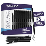 Eziglide Ballpoint Black Pens, Medium Point Nib (1.0mm), 50-Pack | Black Biro Pens Multipack With Effortless, Smooth Handwriting & Consistent Flow, Black Pens for School, Home, Office Supplies