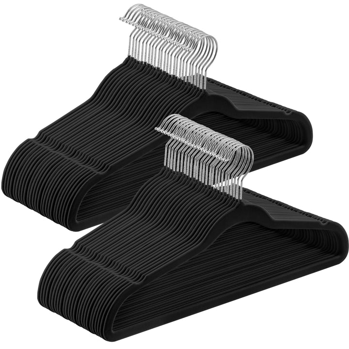 SONGMICS Velvet Hangers 50 Pack, Non-Slip Clothes Hangers, Black | Suit Hangers with Shoulder Notches, Pants Bar, 360° Swivel Hook, for Closet, Space-Saving, BREANNA Collection UCRF026B03S