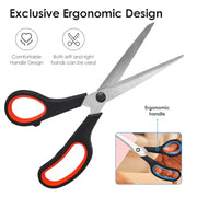 3 Pack 8" Stainless Steel Scissors with Ultra Sharp Blades and Comfort Grip Handles Scissors All Purpose For Office Home School Sewing Crafts