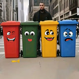4 Sheets Cartoon Face Stickers Set, Self-Adhesive Removable Wall & Home Decoration Stickers for Trash Can, Toilet, Fridge