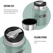 Thermos Stainless King Duck Egg Food Flask (470ml) 9h Hot | 14h Cold | Thermal vacuum insulated stainless steel metal hot food container with lid for soup, meal prep, work packed lunch, camping
