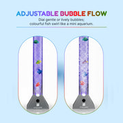 Straame 90cm LED Bubble Fish Lamp, Colour Changing Night Light, Silver Base | 6 artificial fish, adjustable bubble flow, front dial, acrylic tube and UK plug for bedrooms, living rooms & sensory room use
