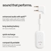 Twelve South AirFly Pro 2 Deluxe, Wireless Bluetooth Adapter, White | Pair 2 AirPods or Wireless Headphones – 3.5mm AUX Bluetooth Transmitter/Receiver for Cars, Boats, Treadmills, TVs , Airplane