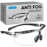 TICONN Anti-Fog Safety Glasses for Men & Women, ANSI Z87.1 Eye Goggles | UV Eye Protection, Adjustable Arms, Lightweight Frame, Scratch-Resistant Lenses, Perfect for Construction, Cycling
