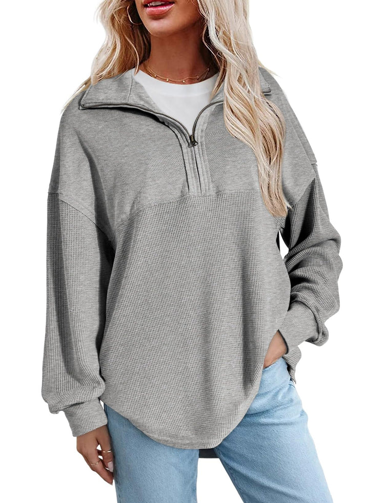 SHEWIN Women Fall Sweatshirt Casual Half Zip Pullover Fall Top 2026 Clothes | Overszied, Long Sleeve, Quarter Zip, Trendy, Loose Fit, Zipper