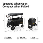 BabyVista Stroller Wagon for Kids, One-Hand Adjustable Push/Pull Handle | Spacious Storage, 8"/11" All-Terrain Wheels, Canopy with Bug Net, Wagon Stroller for Daily Walks, Short Trips & Grocery Runs