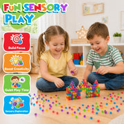 LESONG Mini Sticky Stacking Cubes for Kids: 150 PCS Washable Sensory Building Toy, Soft Squishy 0.39 inch Cubes with Storage Box, Balanced Stickiness for 2D & 3D Building, Translucent Travel Toy