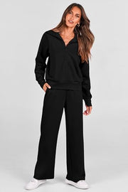 PRETTYGARDEN Women's 2 Piece Matching Lounge Set Sweatsuits | Zip Up Sweatshirt, Long Sleeve Pullover Tops, Elastic Waist Drawstring, Wide Leg Pants Pocket, Fall Tracksuit, Spring Outfits