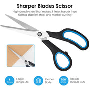 3 Pack 8" Stainless Steel Scissors with Ultra Sharp Blades and Comfort Grip Handles Scissors All Purpose For Office Home School Sewing Crafts