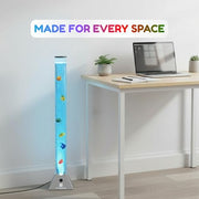 Straame 90cm LED Bubble Fish Lamp, Colour Changing Night Light, Silver Base | 6 artificial fish, adjustable bubble flow, front dial, acrylic tube and UK plug for bedrooms, living rooms & sensory room use