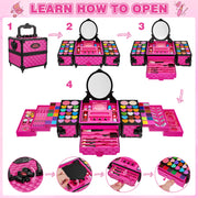 99 Pcs Kids Makeup Kit for Girls, Princess Toys Real Washable Cosmetics Set | Mirror, Hair Ties, Nails, Rings, Earrings, Necklace, Perfect for 3 4 5 6 7 8 Year Old Girls Birthday