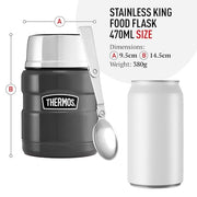 Thermos Stainless King Duck Egg Food Flask (470ml) 9h Hot | 14h Cold | Thermal vacuum insulated stainless steel metal hot food container with lid for soup, meal prep, work packed lunch, camping