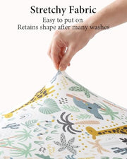 Yoofoss Travel Cot Fitted Sheets 65 x 95 cm, Compatible with Graco, Red Kite, Joie, Deryan Cots, Cozy Breathable Stretchy Microfiber Mattress Sheet, 2 Pack, Green Giraffes