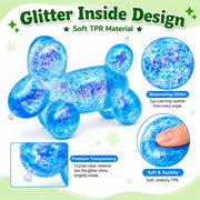 Tibberly Balloon Dog Squishy Toy, Glitter Sensory Fidget Toy | Soft & Squeezable, Sparkling Glitter, Cute Balloon Dog Design, Sensory Fidget Fun, Party Favor, Birthday Gift