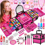 99 Pcs Kids Makeup Kit for Girls, Princess Toys Real Washable Cosmetics Set | Mirror, Hair Ties, Nails, Rings, Earrings, Necklace, Perfect for 3 4 5 6 7 8 Year Old Girls Birthday