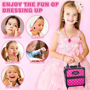99 Pcs Kids Makeup Kit for Girls, Princess Toys Real Washable Cosmetics Set | Mirror, Hair Ties, Nails, Rings, Earrings, Necklace, Perfect for 3 4 5 6 7 8 Year Old Girls Birthday