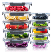 Igluu Meal Prep Glass Containers with Lids (10 Pack) – 370 & 1050ml | Airtight & BPA-Free – Oven, Air Fryer, Microwave, Freezer and Dishwasher Safe – Durable Borosilicate Glass
