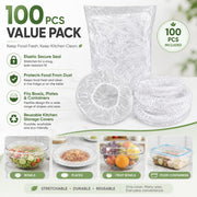 100PCS Reusable Elastic Silicone Food Wrap Storage Covers - Airtight Fresh-Keeping Seal for Bowl, Plate, Fruit, and Kitchen Use - Easy to Clean