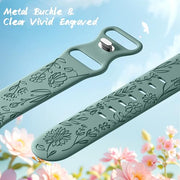 6 Pack Floral Engraved Bands Compatible with Apple Watch for Women | Cute Silicone Straps for Series 12 11 10 9 8 7 6 5 4 SE 3/2/1 Ultra, Wristband for iWatch 42mm 40mm 41mm 38mm 44mm 45mm 46mm