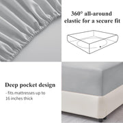 Aisbo King Size Fitted Sheet Deep 40cm Pocket, Grey 150x200cm OEKO-TEX® | Soft Breathable Brushed Microfiber Fitted Sheet. All-Round Elastic Deep Pockets. Machine Washable,Fade Resistant,Easy Care