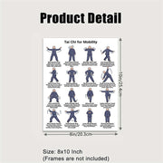 5-Pack Tai Chi Exercise Poster Set – Balance & Mobility Workout Chart, Seated Chair Tai Chi & Walking Guide, Home Gym Wall Decor Instructional Prints (8x10 Inch)
