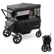 BabyVista Stroller Wagon for Kids, One-Hand Adjustable Push/Pull Handle | Spacious Storage, 8"/11" All-Terrain Wheels, Canopy with Bug Net, Wagon Stroller for Daily Walks, Short Trips & Grocery Runs
