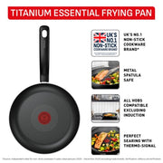 Tefal Titanium Essential Non-Stick Frying Pan 30 cm, Everyday Use | Aluminium, Metal Spatula Safe, non-induction, Long-Lasting Coating, Easy Cleaning, B9410744