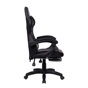 Neo Executive PU Leather Massage Sport Racing Gaming Home Office Computer Chair Lumbar Back Support Footrest (Black)