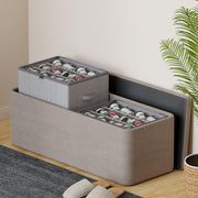 WANGIRL Fabric Shoe Storage Box, Fits 12 Pairs, Foldable Shoe Organiser for Wardrobe with Clear Lids, Bottom Support and Reinforced Handles, 1 Pack Grey