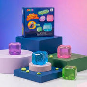 JOYIN 4 Pack Stress Cube, 2'' High Density Ice Cube Fidget Toy, Stress Relief with Slow Rising Sensory Squishy Toys for Kids Adults, Birthday Gifts, Party Favors, Halloween, Classroom Prizes