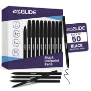 Eziglide Ballpoint Black Pens, Medium Point Nib (1.0mm), 50-Pack | Black Biro Pens Multipack With Effortless, Smooth Handwriting & Consistent Flow, Black Pens for School, Home, Office Supplies