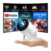[2026 Upgraded] Mini Projector 4K Supported, Built-in App, Android TV OS X1 | Projector with WiFi 6 and Bluetooth 5.4, Phone Remote Control, Short Throw, Auto Keystone and 180° Rotatable for Home Outdoor