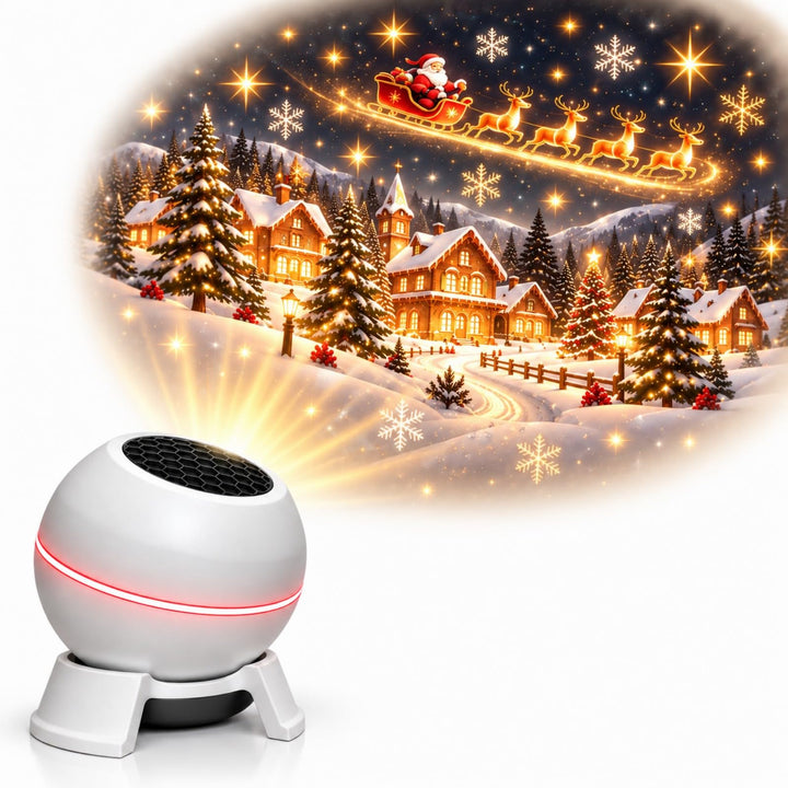 Magical Christmas Projection Night Light, USB Holiday Projector, White | Christmas Wonderland Projector With Dynamic Rotating LED Light, Ceiling Wall Projection For Bedroom Party Home Decoration