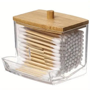 1pc Clear Cotton Swabs Storage Holder DispenserCotton Pads Holder With Lids, Bathroom StorageContainer Organizer Art Supplies Storage Boxes &Organizers
