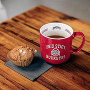 Logo Brands NCAA Ohio State Buckeyes 15oz Stripe Mug - Team Logo, Inside Print, Standard Handle, Microwave & Dishwasher Safe