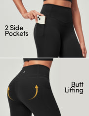 IUGA Compression Leggings with Pockets for Women Tummy Control Yoga Pants | High Waist, Deep Side Pockets, No Front Seam, Squat-Proof, Buttery Soft, Workout, Running, Gym, Athletic, Casual