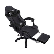 Neo Executive PU Leather Massage Sport Racing Gaming Home Office Computer Chair Lumbar Back Support Footrest (Black)