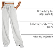 Trendy Queen Womens Wide Leg Fleece Lined Sweatpants | Winter Lounge Travel Pants Fall Fashion Outfits 2026 Clothes With Pockets
