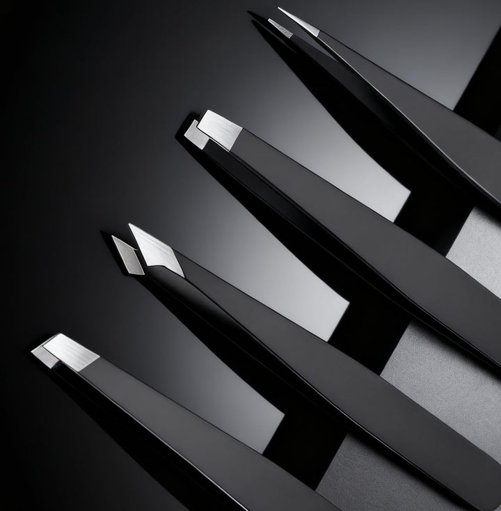 4-Piece Professional Tweezers Set, Tweezers for Eyebrows, Facial Hair | Ingrown Hair Removal, Precision Tip with Travel Bag,Gift for Women Men