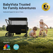 BabyVista Stroller Wagon for Kids, One-Hand Adjustable Push/Pull Handle | Spacious Storage, 8"/11" All-Terrain Wheels, Canopy with Bug Net, Wagon Stroller for Daily Walks, Short Trips & Grocery Runs