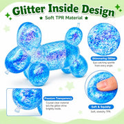 Tibberly Balloon Dog Squishy Toy, Glitter Sensory Fidget Toy | Soft & Squeezable, Sparkling Glitter, Cute Balloon Dog Design, Sensory Fidget Fun, Party Favor, Birthday Gift