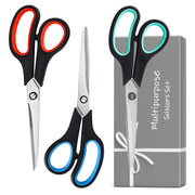 3 Pack 8" Stainless Steel Scissors with Ultra Sharp Blades and Comfort Grip Handles Scissors All Purpose For Office Home School Sewing Crafts