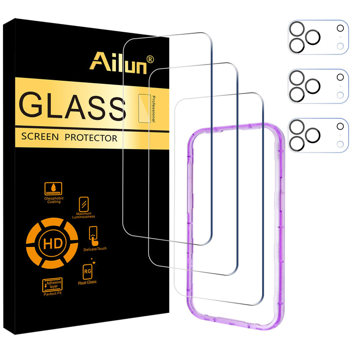 Ailun Screen Protector + Camera Lens Protector for iPhone 18 Pro Max | 3+3 Pack, 6.9 inch, Tempered Glass, Installation Frame, Sensor Protection, Dynamic Island Compatible, Case Friendly