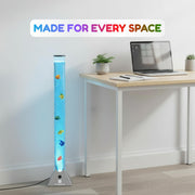 Straame 90cm LED Bubble Fish Lamp, Colour Changing Night Light, Silver Base | 6 artificial fish, adjustable bubble flow, front dial, acrylic tube and UK plug for bedrooms, living rooms & sensory room use