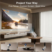 [2026 Upgraded] Mini Projector 4K Supported, Built-in App, Android TV OS X1 | Projector with WiFi 6 and Bluetooth 5.4, Phone Remote Control, Short Throw, Auto Keystone and 180° Rotatable for Home Outdoor