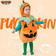 Spooktacular Creations Halloween Baby Pumpkin Costume with Green leaves for Toddler Kids Halloween Dress Up Pumpkin Party