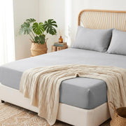Aisbo King Size Fitted Sheet Deep 40cm Pocket, Grey 150x200cm OEKO-TEX® | Soft Breathable Brushed Microfiber Fitted Sheet. All-Round Elastic Deep Pockets. Machine Washable,Fade Resistant,Easy Care
