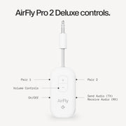 Twelve South AirFly Pro 2 Deluxe, Wireless Bluetooth Adapter, White | Pair 2 AirPods or Wireless Headphones – 3.5mm AUX Bluetooth Transmitter/Receiver for Cars, Boats, Treadmills, TVs , Airplane