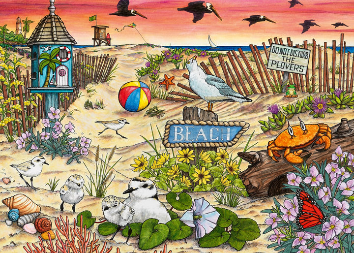 Wonder Forge Don't Disturb the Plovers 1000 Piece Jigsaw Puzzle for Adults | A Playful Coastal Bird Scene, Distinctive, Interlocking Pieces Create An Engaging Challenge, Ages 14+
